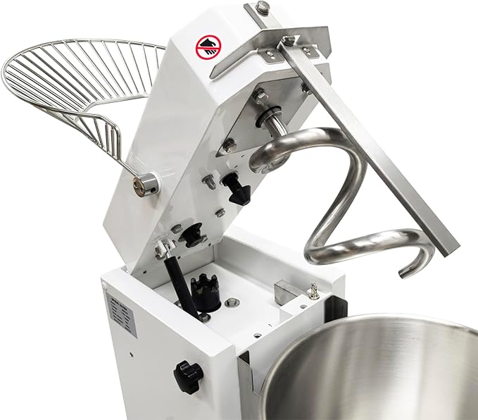 20L Commercial Dough Mixer with Dual-Speed Double-Action, 1.1KW Dough Kneading Machine, Stainless Steel Detachable Bowl, for Bakery Pizzeria Restaurant – 17.6 lbs Capacity