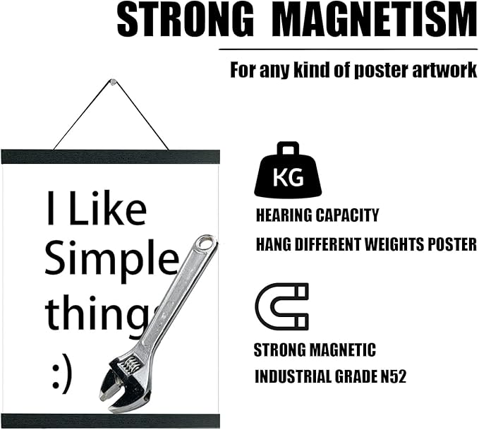 3 Pack Magnetic Poster Hanger Frame 12 Inch White, 12x18 12x16 12x24 Poster Frame Wood Magnet Frames Hangers for Photos, Pictures, Prints, Maps, Canvas Artwork,Diamond Art Painting