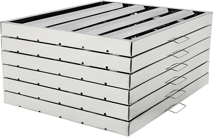 Range Hood Filter, 6Pcs Stainless Steel Exhaust Range Hood Filter, 19.5"W x 24.5"H Commercial 4 Grooves Stove Hood Vent Filter Replacement for Home Kitchen Restaurants Silver