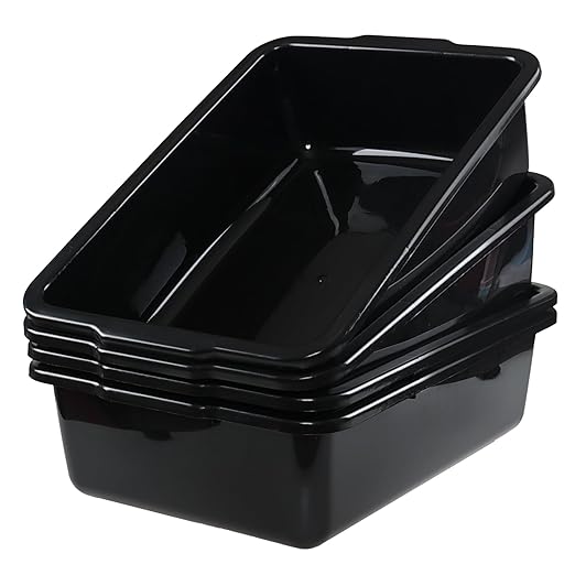 4-Pack Commercial Bus Tubs Box/Tote Box, Large Plastic Basin Tub (32 Liter)