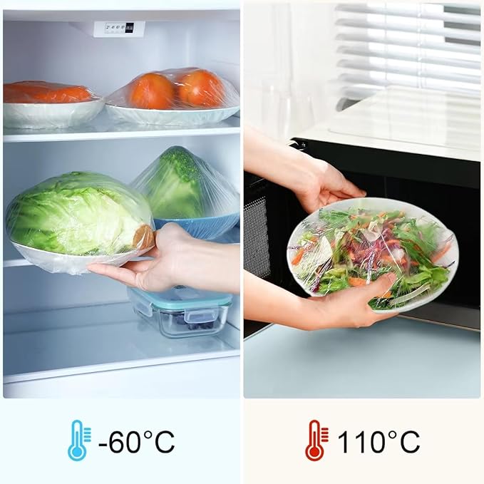 100 Boxed Bowl Covers Bread Proofing Plastic Wrap for Food Shower Caps for Sourdough Bread Baking Rising Elastic Reusable BPA Free Food Grade (Diameter 11")