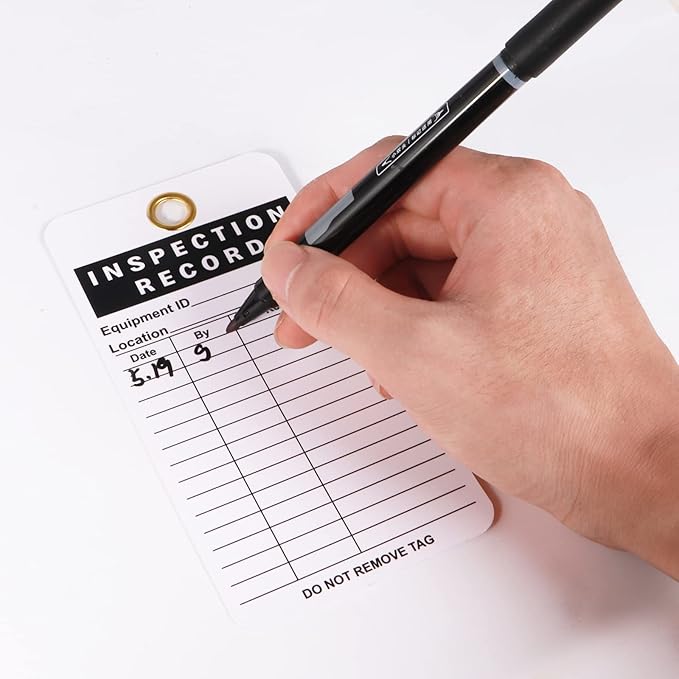 Lionshop Inspection Record Tags for Equipment, Daily Inspection Safety Record Label Tags with Cable Ties for Equipment, Maintenance, Service, Office, 5.75"x 3", Pack of 25
