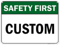 Custom Safety First Sign, Ansi Sign, Osha Compliant, 18x24 Inches, 55 mil thick HDPE (high density polyethylene), Made in USA by My Sign Center