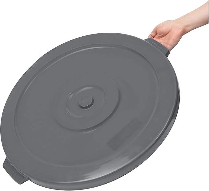 Restaurantware-LID ONLY: RW Clean Waste Container Lid, 1 Round Trash Can Cover - Waste Bin Sold Separately, For 32 Gallon Dustbin, Built-In Handle, Gray Plastic Garbage Can Cover, Heavy-Duty