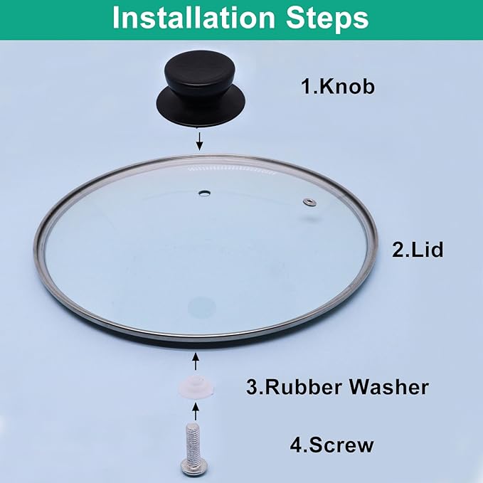10 Inch Pan Lid, Round Tempered Glass Lid, Universal Pot Lids with Heat Resistant Handle, Replacement Pan Cover for Pans and Skillets, Dishwasher Safe