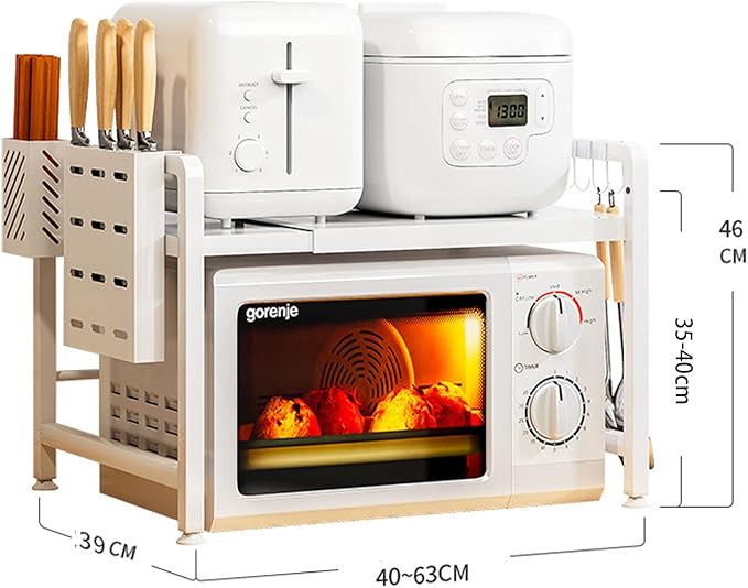 Microwave Storage Rack Kitchen Countertop Organizer Shelf Adjustable Microwave Stand, Toaster Oven Rack Expandable Spice for Kitchen Storage Stand/3Tier, 2Tier