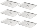 CURTA 6-Pack 1/2 Size Steam Table Pan Covers with Handle, NSF Certified 18/8 Stainless Steel Hotel Pan Lids for Catering, Buffet, Restaurant, Commercial Kitchen, Dishwasher Safe