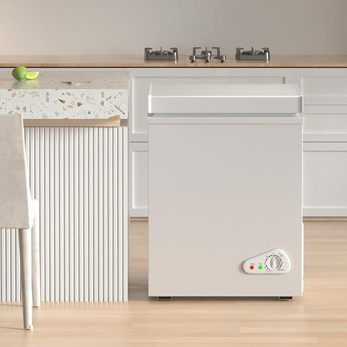 TABU 7.0 Cubic Feet Chest Freezer, Compact Freestanding Deep Freezer with 7 Level Adjustable Thermostat & Removable Basket,Top Opening, Low Noise(White, 7.0 Cu.Ft.)