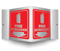 Accuform Fire Extinguisher 3D Projection Sign, 6”x5” Brushed Aluminum with Pre-Drilled Mounting Holes, Made in USA, PSM327