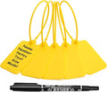 100 Yellow Blank Plastic Tags for Labeling Waterproof Hanging Labels Writable Tags Seal Plastic Marking Label for Clothes Bags Keys Inventory with One Marker Pen