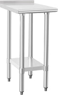 HARDURA Stainless Steel Commercial Work Table Prep Work Metal Table 24×15 Inches with Undershelf and 2" Backsplash Heavy Duty NSF 430 for Kitchen Food Prep