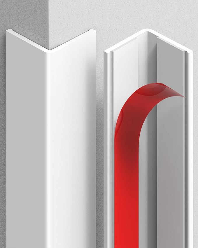 ‎Frychee Wall Corner Protector, Walls Edge Protector，Self-Adhesive Wall Corner Guards,PVC Double Side Edge Protector， Furniture Stairs Guard (4, 2.5x150cm/0.98x59.1in)