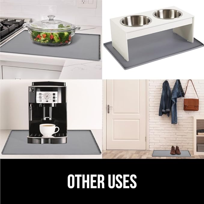 GORILLA GRIP Waterproof Silicone Under Sink Mat with Raised Lip for Kitchen and Bathroom, Cabinet Shelf Liner Stay in Place Mats Dishwasher Safe Drawer Liner, Organizer Tray, 19 x 34 in, Gray