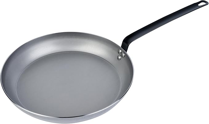 Restaurantware Met Lux 14 Inch Fry Pans, 6 No-Stick Frying Pans - Induction-Ready, Triple-Riveted, Silver Carbon Steel Cooking Skillets, Durable, For Searing, Sauteing, And Browning Food