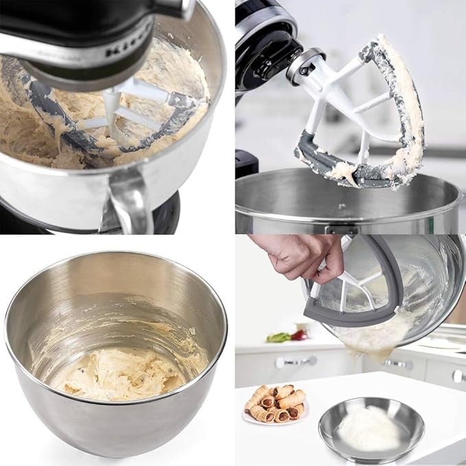 Flex Edge Beater, Stand Mixer Accessories and Attachments, Standing Mixer Accessory Fits Tilt Head Stand Mixer for 4.5-5 QT Mixing Bowl, Silicone Edges
