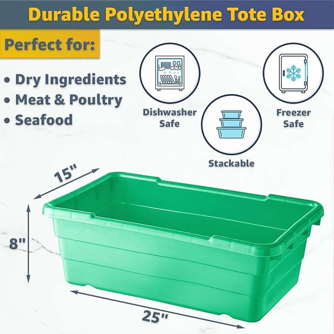 19"x26"x32" Mobile Aluminum Lug Rack with 2 Green Meat Lugs/Tote Boxes - NSF Heavy-Duty Commercial Storage Cart, Portable Aluminum Utility Rack with Casters for Kitchen, Restaurant, or Food Prep
