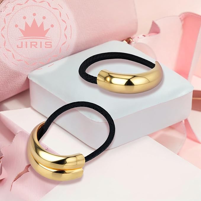 3PCS Metal Hair Tie For Women,Gold Cuffs,Metal Geometric Gold Hair Ties, Hair Accessories Stretchy and Non-Damage Ponytail Holders,Ponytail Cuff Hair Bands For Hair Styling (SET1)