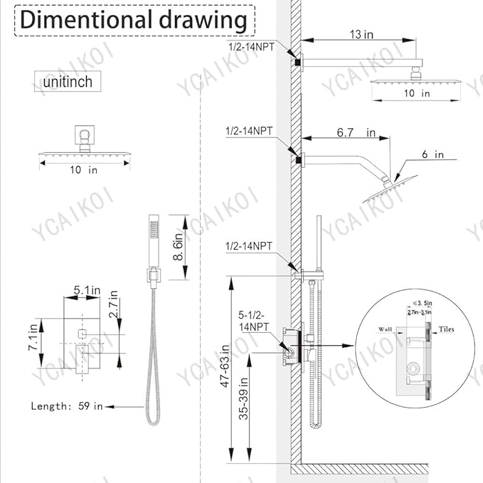 Shower Faucet Set Oil Rubbed Bronze Shower System, Knob Switch Diverter Shower Faucet with High Pressure Handheld Spray, Wall Mount 10 Inch Shower Head with 6 Inch Wall Mount Shower Head