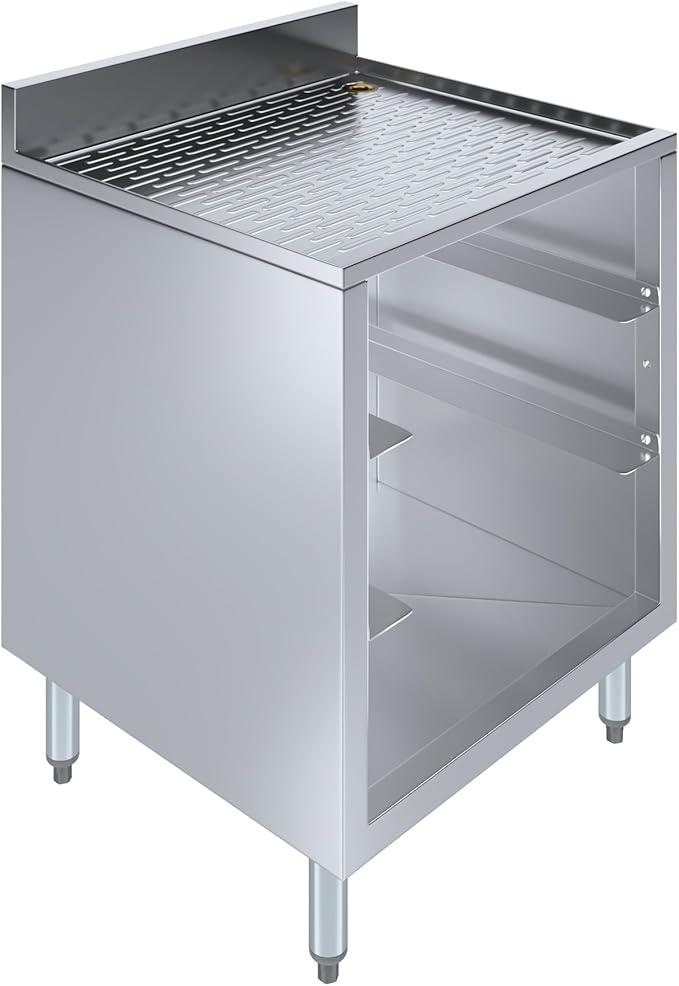 AmGood 22-1/2 in. x 24 in. x 30 in Stainless Steel Glass Rack Storage Cabinet with Rack Slides