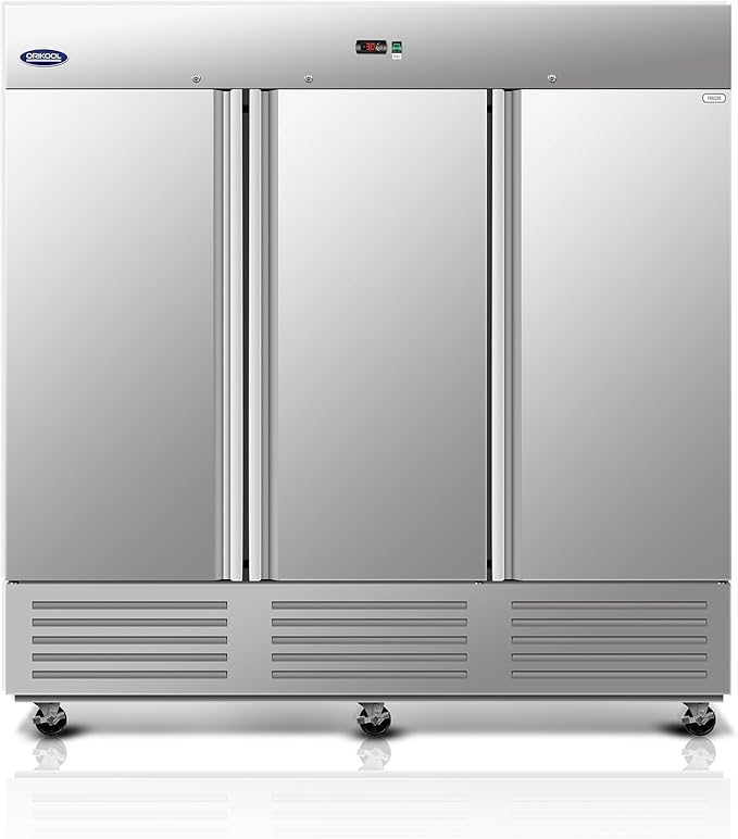 81"W Commercial Reach-in Upright Freezer - Low Noise & Energy Saving, Stainless Steel Freezer, 12 Adjustable Shelves, LED Lighting, 72 Cu.ft, Automatic defrost, Digital Temperature Control