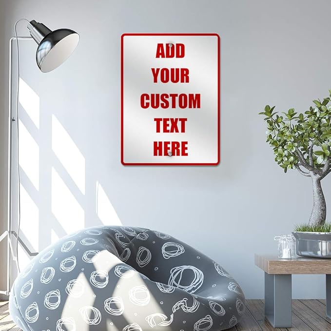 Aluminum Weatherproof Metal Sign Multiple Sizes Custom Personalized Text Here White Red Danger Vertical Street 9x12Inches