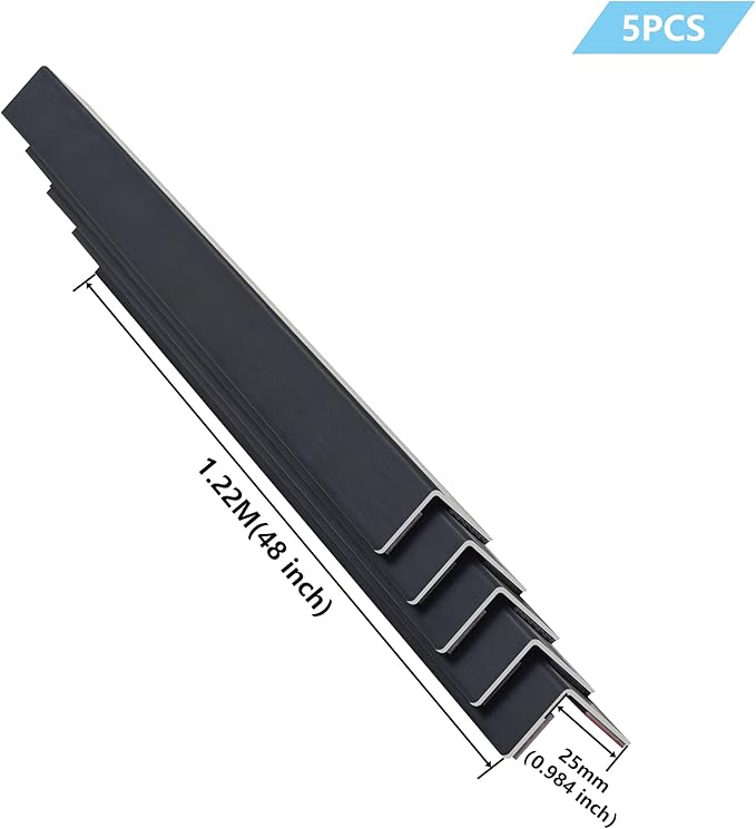 5pcs 48" L*0.98" W Aluminum Self-Adhesive Wall Corner Protectors, Wall Furniture Bumper, Safety Baby Proofing Corner Cushion Table Edge, Wide Coverage and Easy to Install - Black