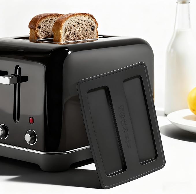 2 Pack Silicone Toaster Cover 2 Slice, Black Reusable Toaster Cover Bread Maker Machine Dust Covers Protector Lid Sandwich Machine Part Accessories
