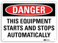 SmartSign “Danger - This Equipment Starts and Stops Automatically” Sign | 10" x 14" 3M Reflective Aluminum
