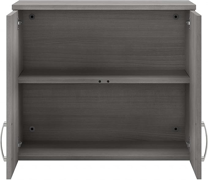 Bush Business Furniture Universal Wall Cabinet with Doors and Shelves in Platinum Gray, Versatile Home Organizer, Office Storage Unit and Adjustable Shelving