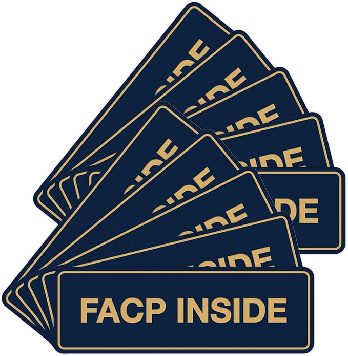 Signs ByLITA Standard FACP Inside Sign | Fire Safety Signage (Navy Blue/Gold) - Medium 10 Pack
