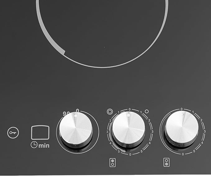 2-Burner Electric Cooktop, 20 Inch Electric Stovetop, Built-in Induction Stove Top for Home Kitchen, Stainless Steel Glass Ceramic Cooktop with Child Lock