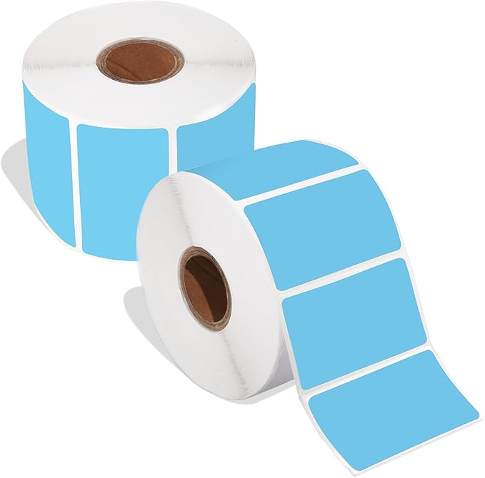 Spartan Industrial - 2.25" X 1.25" Direct Thermal Blue Labels (2 Rolls, 1000/Roll) Perforated Barcode Address Stickers - Compatible with Rollo, Zebra, MUNBYN Desktop Printers