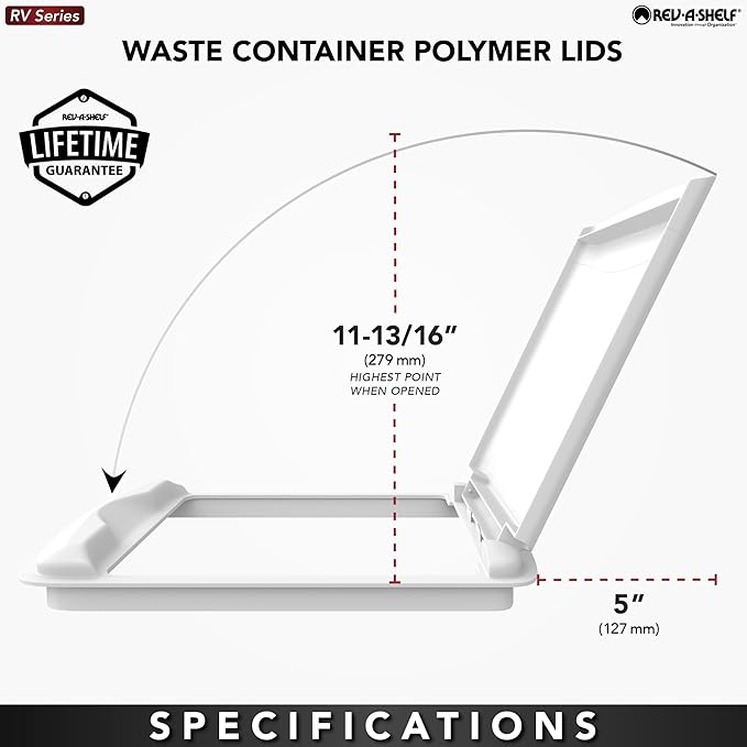 Rev-A-Shelf 35 Quart Garbage Can Lid for Base Kitchen and Bathroom Cabinet, Replacement Plastic Trash Bin Lid Only, Black, RV-35-LID-18-1