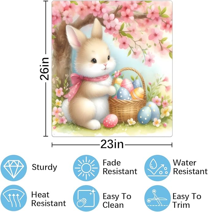 Cute Easter Bunny Flower Eggs Dishwasher Magnet Cover, Reusable Refrigerator Panel Stickers Microwave Front Door Covers Magnets for Kitchen Home Appliances Holiday Party Decorations 23 X 26 in