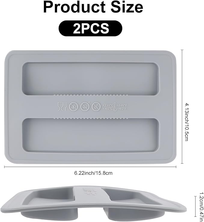 2 Pack Toaster Cover,Silicone Toaster Lid Bread Machine Cover 2 Slice Wide Slot,Electric Bread Maker Upper Covers for Clean Organized Kitchen(Grey)