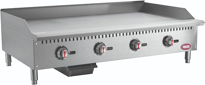 Kratos 48" Wide Commercial Restaurant Gas Countertop Griddle, Thermostatic Controls, 4 Burners, 120,000 BTU Output (29Y-009)
