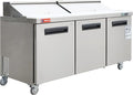 WESTLAKE 72" W 3 Door Refrigerator Sandwich&Salad Prep Table Commercial Stainless Steel Counter Fan Cooling Refrigerator with 18 pans-72 Inches for Restaurant, Bar, Shop, etc