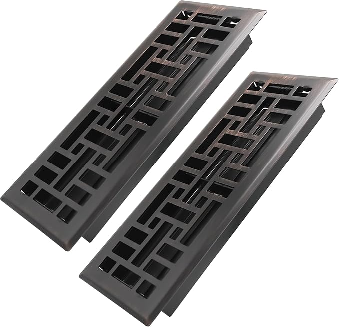 4x12 Inches 2 Pack Heavy Duty Walkable Floor Register Easy Adjust Air Supply Lever Floor Vents - Seattle Design - Vent Cover for Home Floor - Oil Rubbed Bronze