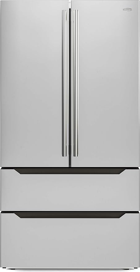 KoolMore Counter Depth French Door Refrigerator with Ice Maker, 4 Door Stainless-Steel Fridge - 22.5 Cu.Ft