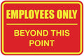 All Quality Classic Framed Employees Only Beyond This Point Wall or Door Sign | Easy to Install Business Signage - Small (Red-Yellow) 1 Pack