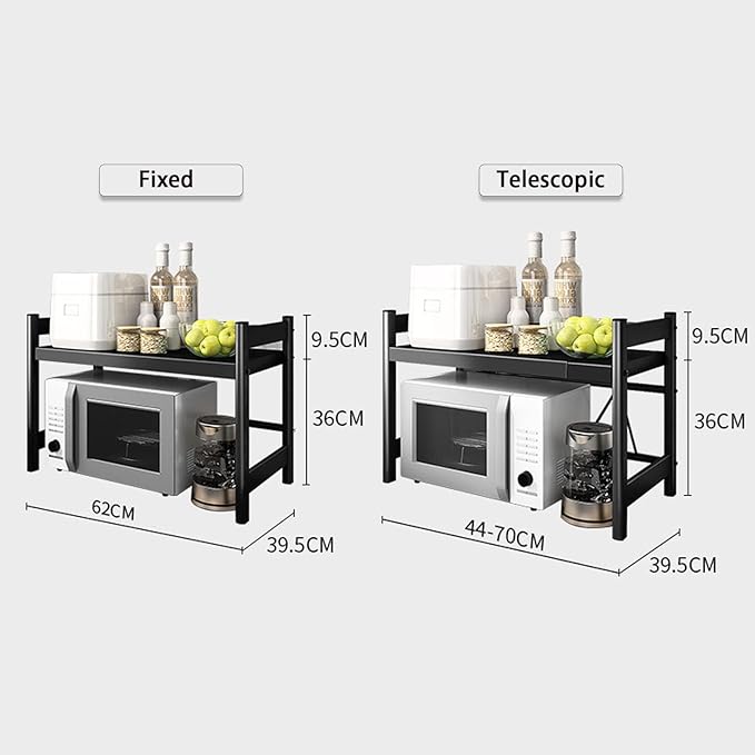 Microwave Storage Rack Microwave Oven Rack, 2 Tier Kitchen Countertop Storage Shelf Free Standing Toaster Organizer Metal Baker Workstation Shelving Stand/Teles