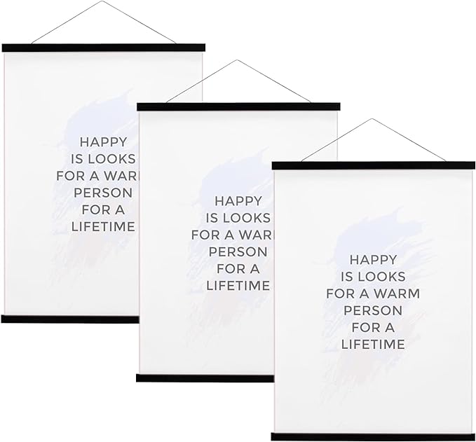 FALAMON 3 Pack Magnetic Poster Hanger Frame, 18x24 18x26 18x28 Magnet Poster Frame for Posters, Prints, Photos, Pictures, Maps, Scrolls, and Canvas Artwork (Black, 18")