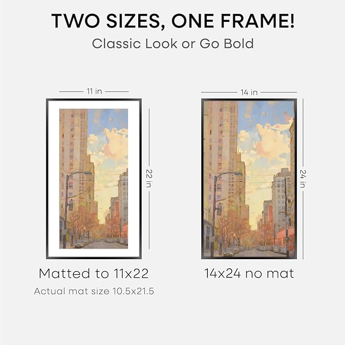 Homeforia 14x24 Picture Frame Black, High End Metal 14x24 Poster Frames with Mat 11x22 for Photo, 14 x 24 Black Frame Matted to 11 x 22 inch Print, 24x14 Thin Frame, Tempered Glass, Wall Kit, Set of 3
