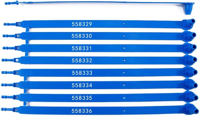 500 pcs Plastic Security Tag Numbered Tamper Resistant Truck Door Seal Self-Locking Padlock for Trailer Cases Container(Blue)