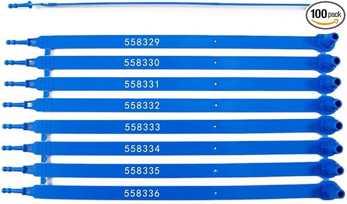 100 Tamper Proof Seals High Security Shipping Tags Numbered Security Seals Blue Plastic Seal Tags
