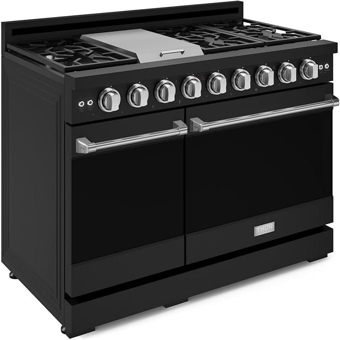 Gordon Ramsay by THOR Kitchen 48 Inch Professional Gas Range with Double Oven in Black/Stainless Steel