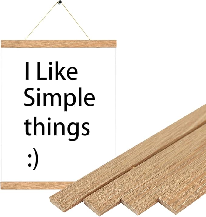 3 Pack Magnetic Poster Hanger Frame,16x20 16x24 16x16 Poster Frame Wood Magnet Frames Hangers for Photos, Pictures, Prints, Maps, Scrolls and Canvas Artwork , 16", Pine Color)