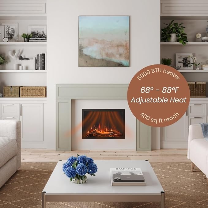 Modern Ember Highmark Traditional 26 Inch Built-in Smart Electric Fireplace Insert | Alexa/WiFi Enabled - Remote Included | Electric Firebox Heater with Multi-Color Flames | 1500W