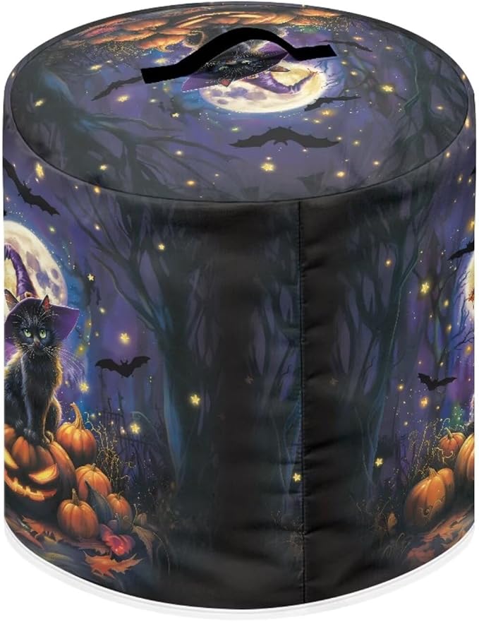 3 Quart Pressure Cooker Dust Cover with Top Handle and Storage Pocket Kitchen Small Appliance Protector Air Fryer Rice Cooker Dust Cover Halloween Moon Night Cat