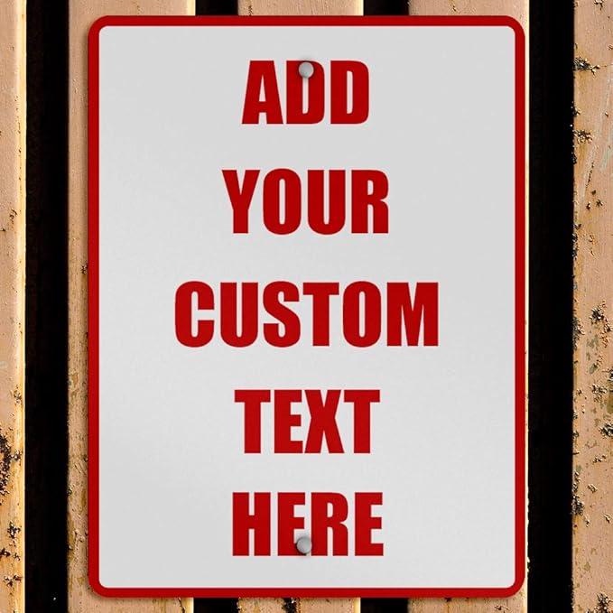Aluminum Weatherproof Metal Sign Multiple Sizes Custom Personalized Text Here White Red Danger Vertical Street 9x12Inches